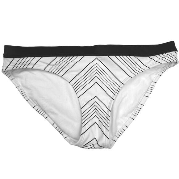 Athleta Chevron Black White Striped Print Bikini Bottom Swimsuit Swimwear Sz S - Picture 2 of 6